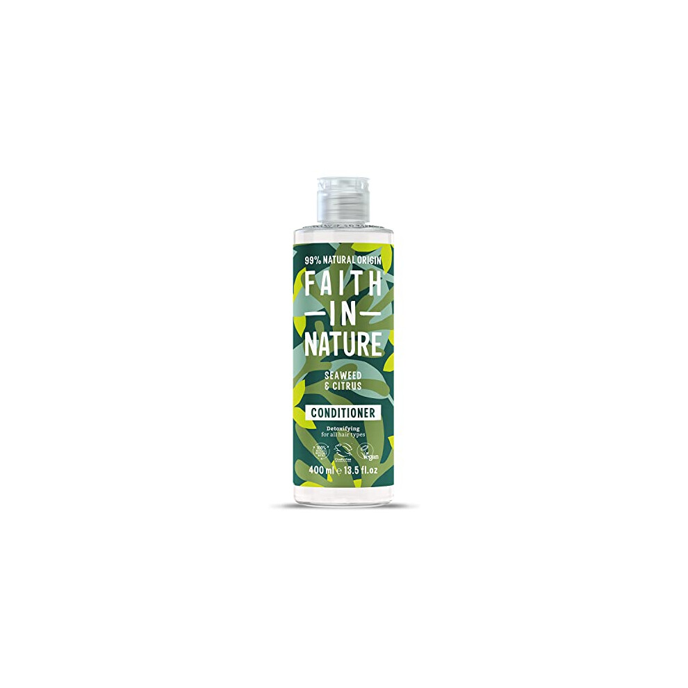 Faith In Nature Natural Seaweed & Citrus Conditioner, Detoxifying, Vegan & Cruelty Free, No SLS or Parabens, for All Hair Types, 400ml