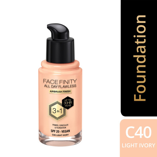 Max Factor Max Factor Facefinity 3-in-1 All Day Flawless Liquid Foundation, SPF 20 - 40 Light Ivory, 30 ml 1