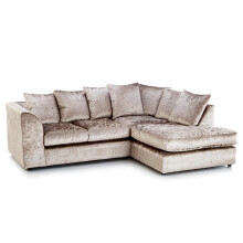 (Mink, 4 Seater Right Hand Facing Corner) Crystal Crushed Velvet Scatter Back Corner Sofa Range