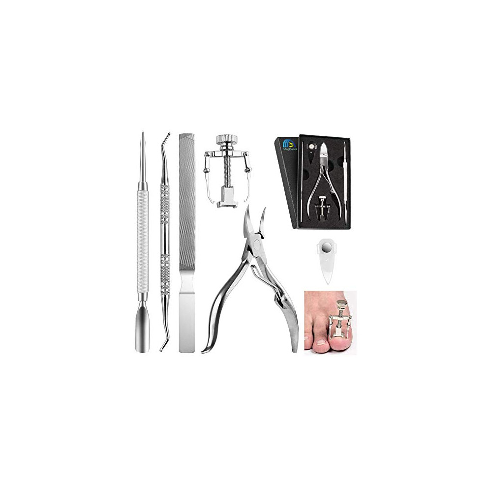 Mojidecor Ingrown Toenail Filae And Ingrowing Toenail File, Professional Nail Care Set 6Pcs Premium Stainless Steel Manicure Pedicure Set, Nail Nipper