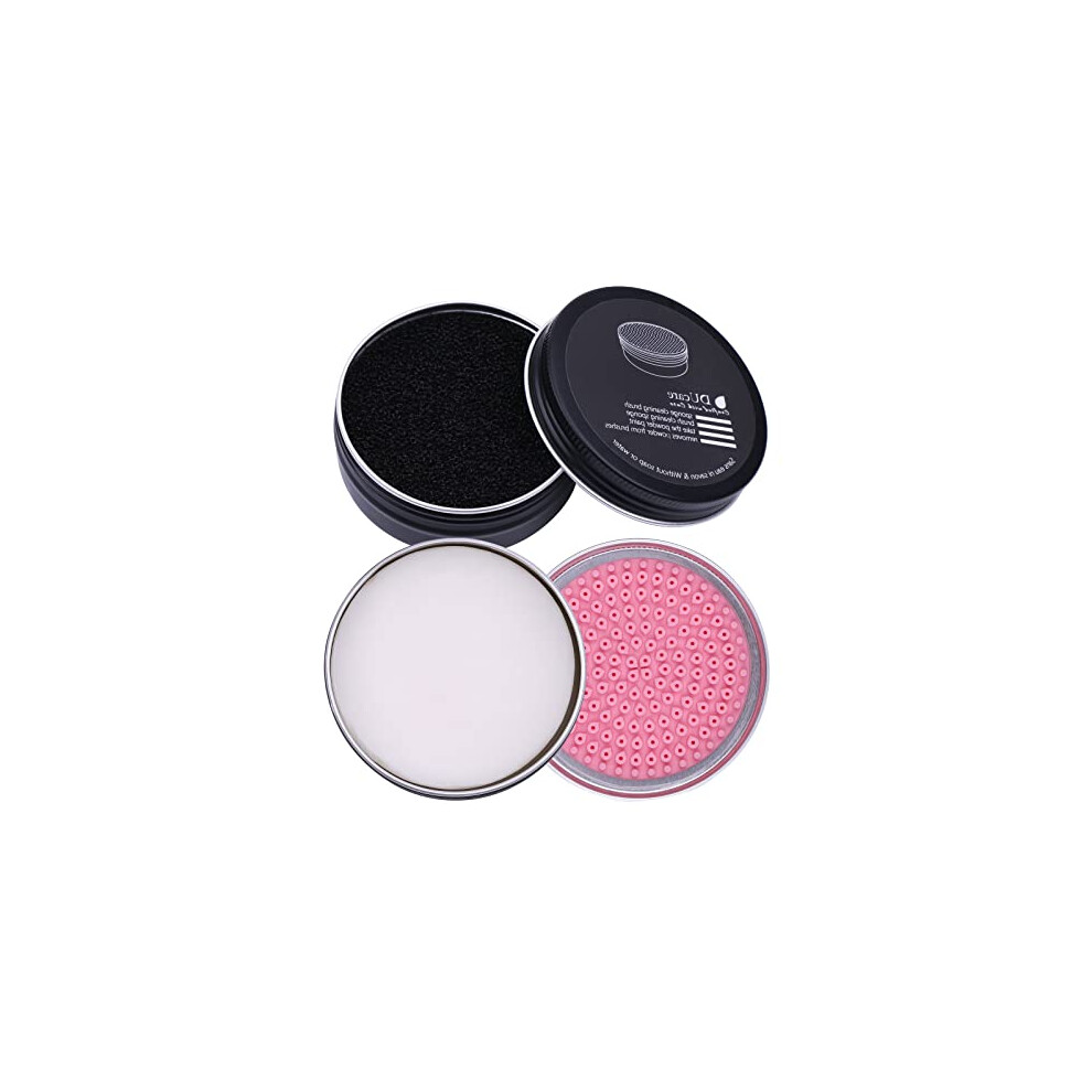 Ducare Makeup Brush Cleaner 2Pcs Brush Cleaner Solid Soap Cleanser & Color Removal Sponge - Easy To Clean Brushes Removes Shadow Color (Coconut Oil)