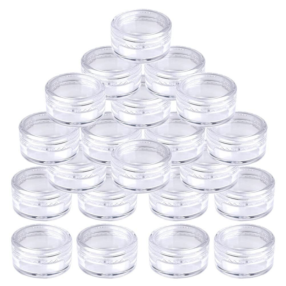 Kuou 50 Pcs Empty Plastic Cosmetic Jars, 5Ml Sample Containers Pots Bottles With Clear Lids