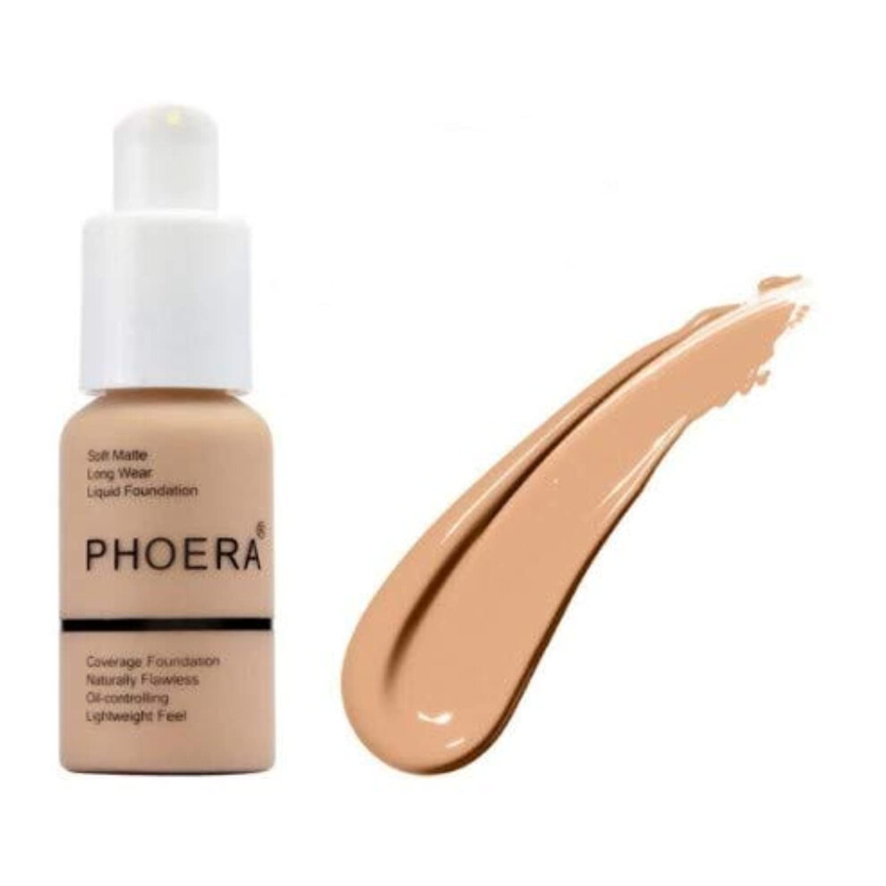 Phoera Cream Aquapurity Phoera? Full Coverage Foundation Soft Matte Oil Control Concealer 30Ml Long Lasting Flawless Smooth (102 Nude)