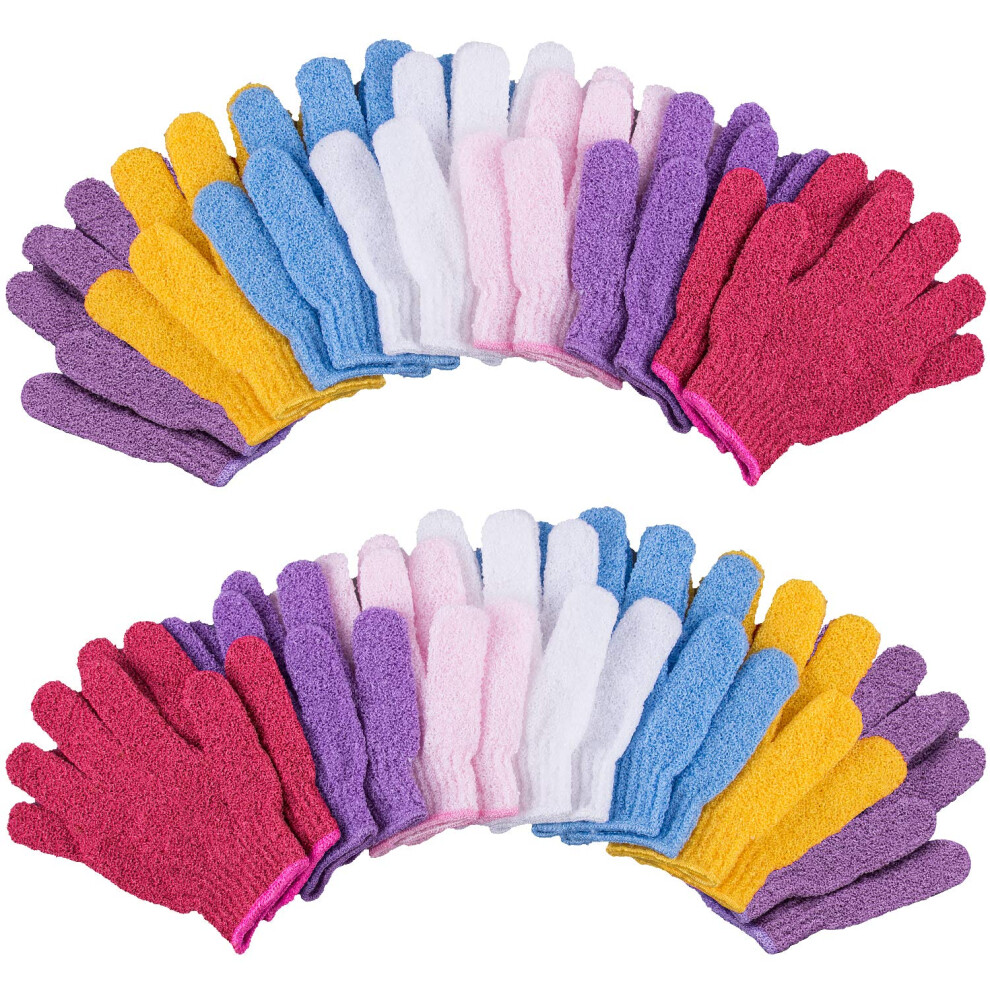 Duufin 14 Pairs Exfoliating Gloves Body Scrubber Bath Gloves Scrubbing Gloves For Shower, Spa, Massage, Dead Skin Cell Remover, 7 Colours
