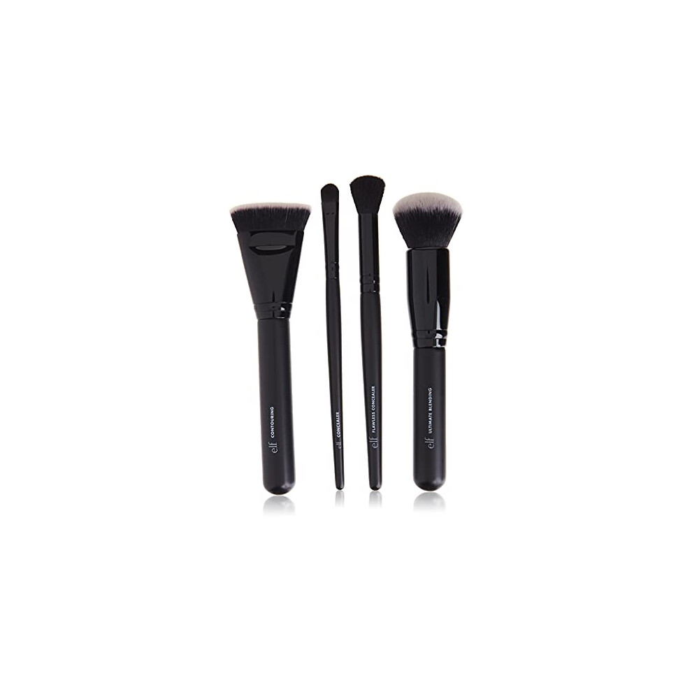 e.l.f. Complexion Perfection Brush Kit 4 Piece Set, Synthetic