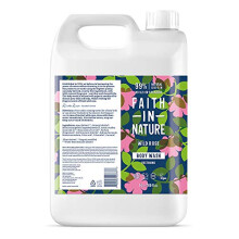 Faith In Nature Natural Wild Rose Body Wash, Restoring, Vegan and Cruelty Free, No SLS or Parabens, 5 L Refill Pack