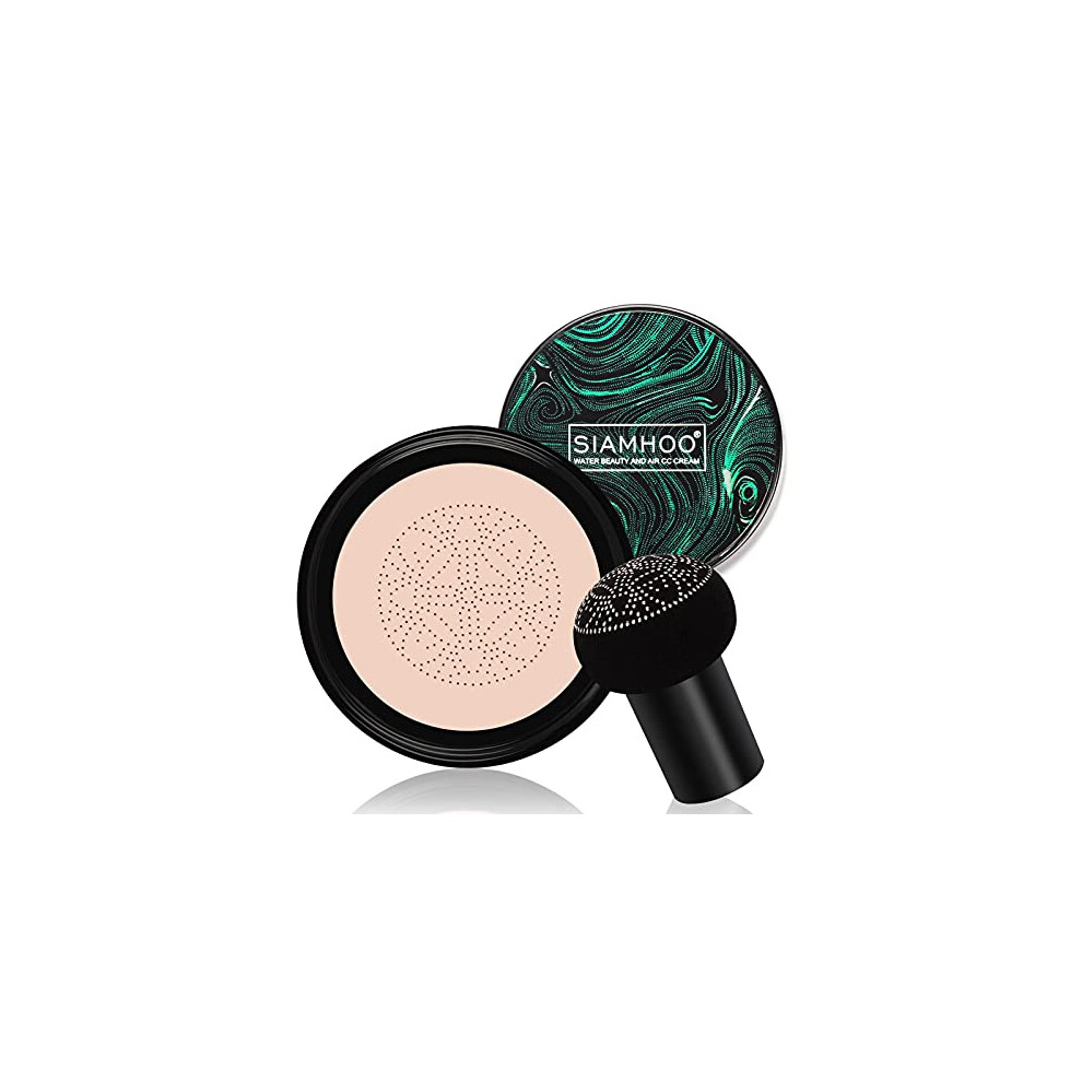SIAMHOO CC Cream Foundation with Mushroom Head Air Cushion CC Cream Foundation Full Coverage for Flawless Makeup, Even Skin Tone 0.7fl.oz - Ivory