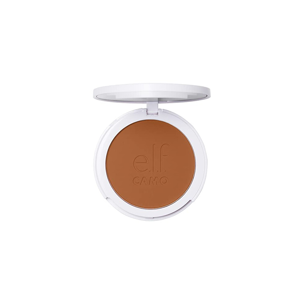 E.l.f. Camo Powder Foundation, Lightweight, Primer-Infused Buildable & Long-Lasting Medium-To-Full Coverage Foundation, Tan 450 N