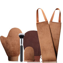 GAIYAH Self Tanning Mitt Set - 5 in 1 Fake Tan Mitt Glove Fake Tanning Glove Back Tanning Mitt for Back,Velvet Tanning Mitt, Fake Tan Glove,Tanning
