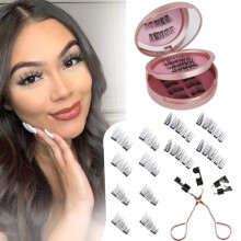 Magnetic Eyelashes without Eyeliner Reusable 3 Pairs False Lashes Natural Look 3D Effect Waterproof Fake Eyelash Set with Applicator