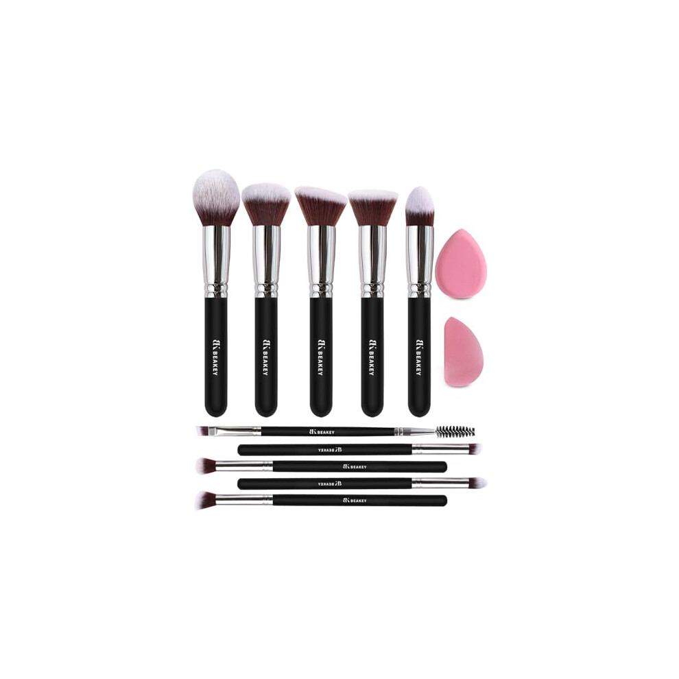 Beakey Diversity Make Up Brushes 12Pcs Makeup Kit, Premium Synthetic Kabuki Foundation Face Powder Concealers Eyeshadow Blush Brushes Make Up Brushes