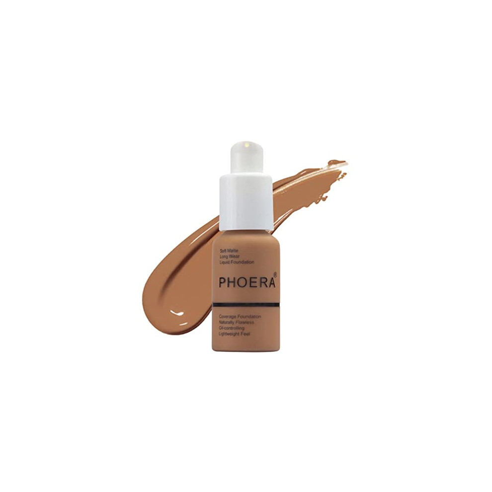 Phoera Cream Aquapurity Phoera? Full Coverage Foundation Soft Matte Oil Control Concealer 30Ml Flawless Smooth Long Lasting (109 Mocha)