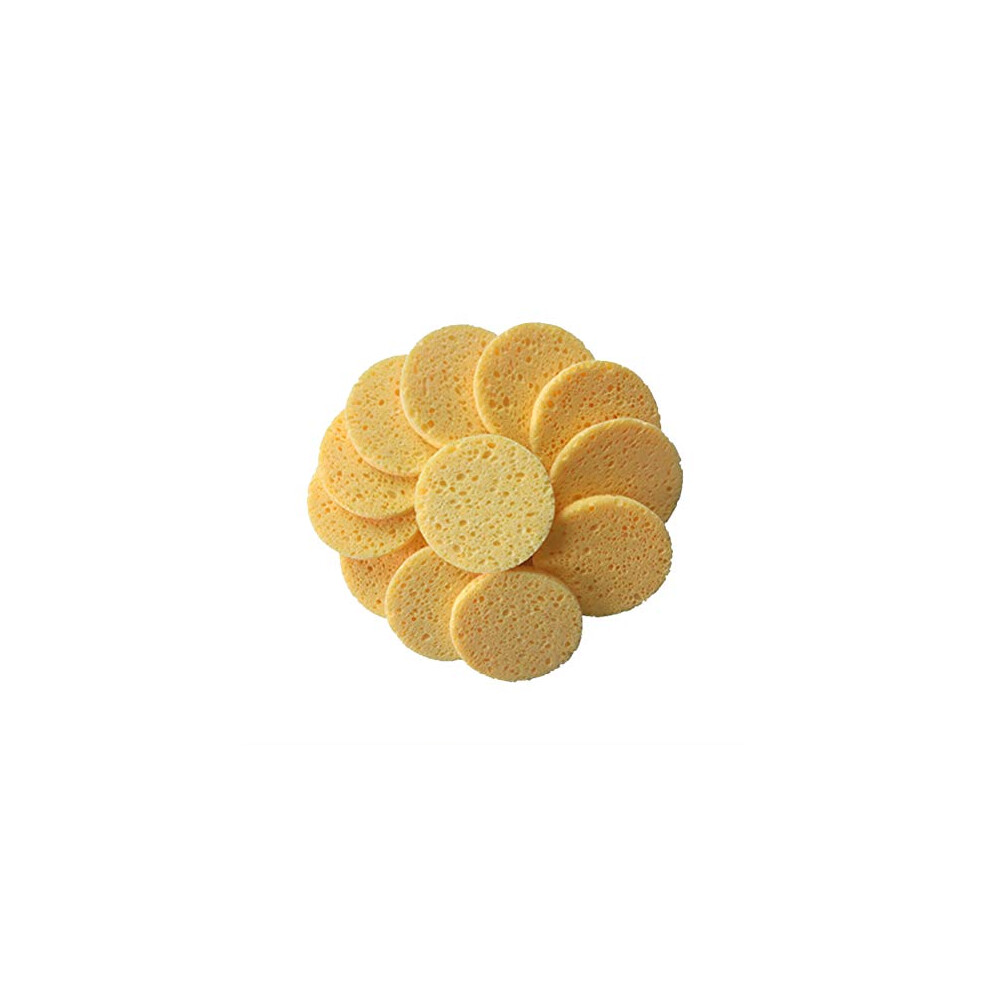 Healifty 50Pcs Sponge Pad Cellulose Compress Puff Facial Washing Sponge Face Care Cleansing (Round,Skin Color)