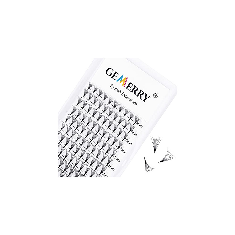 Gemerry Pre Made Fan Eyelash Extensions 10D Fans 0.07Mm C Curl 8-14Mm Mix 10D Cluster Eyelash Extension Premade Fans Volume Russian Individual Lashes Cluster