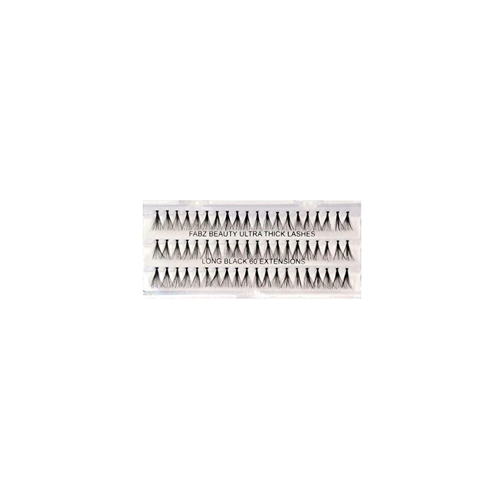 Fabz Beauty Ultra Thick Knotted Individual Cluster Eyelashes False Lashes (Long 12 Mm)