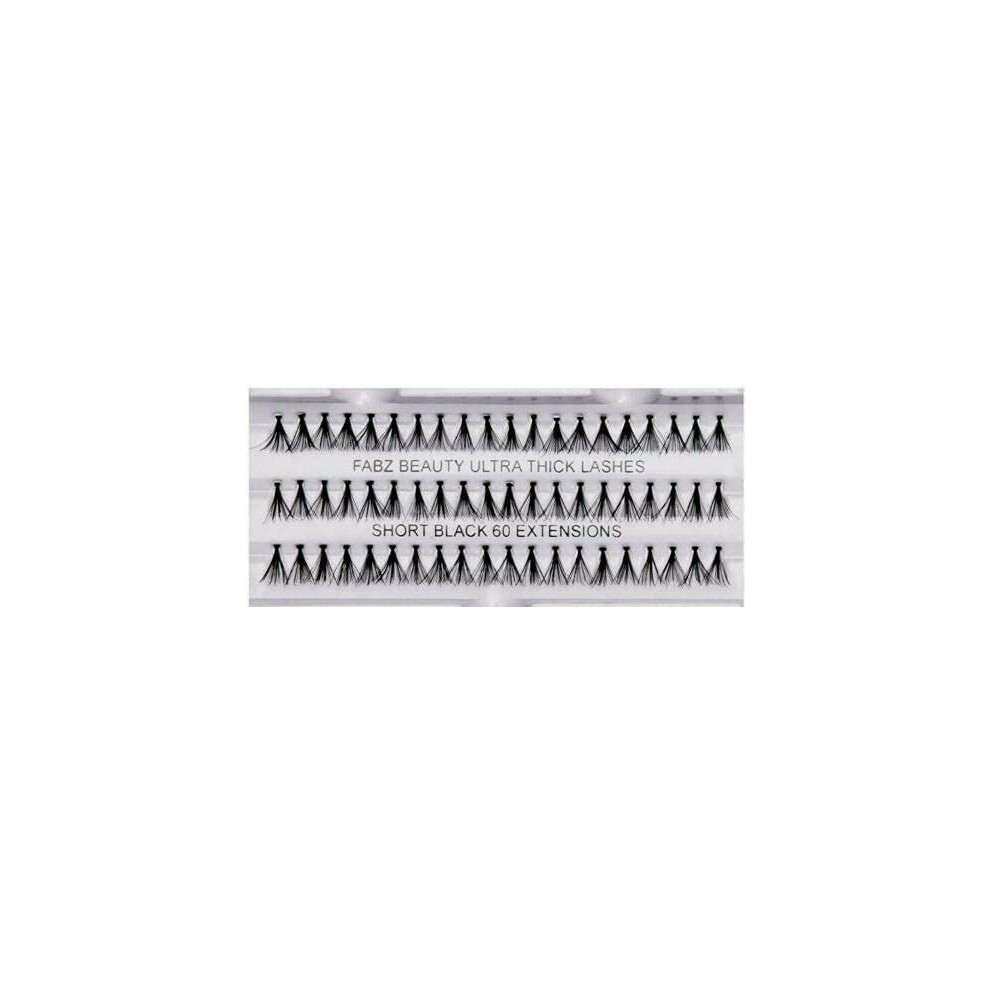 Fabz Beauty Ultra Thick Knotted Individual Cluster Eyelashes False Lashes (Short 8 Mm)