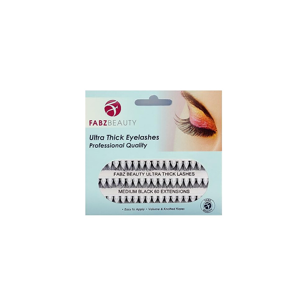 Fabz Beauty Ultra Thick Knotted Individual Cluster Eyelashes False Lashes (Medium 10 Mm)