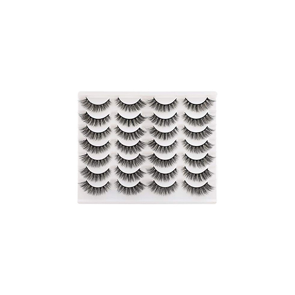 Newcally False Eyelashes Natural 3D Lashes Cat Eye Look Faux Mink Lashes Fluffy Strip 14 Pairs, Multipack