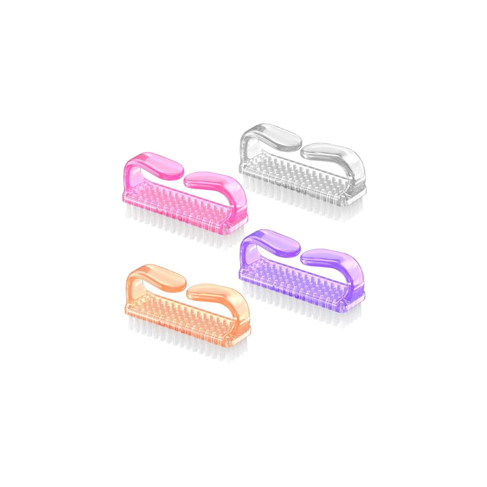 Larbois 4 Pcs Nail Brushes, Nail Cleaning Brush Plastic Handle Scrubbing Brush Eco Friendly Fingernail Brush With Soft Bristles Nail Manicure Dust