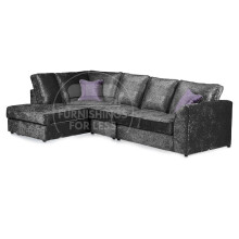 (Black, 5 Seater Left Hand Facing Corner) Crystal Crushed Velvet Full Back Corner Sofa Range