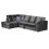 (Black, 5 Seater Left Hand Facing Corner) Crystal Crushed Velvet Full Back Corner Sofa Range 1