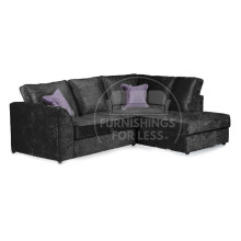 (Black, 4 Seater Right Hand Facing Corner) Crystal Crushed Velvet Full Back Corner Sofa Range