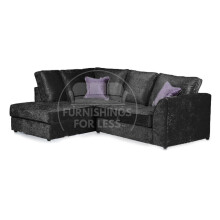 (Black, 4 Seater Left Hand Facing Corner) Crystal Crushed Velvet Full Back Corner Sofa Range