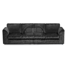 (Black, 4 Seater) Crystal Crushed Velvet Full Back Corner Sofa Range
