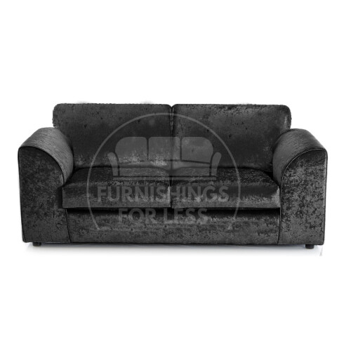(Black, 3 Seater) Crystal Crushed Velvet Full Back Corner Sofa Range