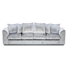 (Silver, 4 Seater) Crystal Crushed Velvet Scatter Back Corner Sofa Range