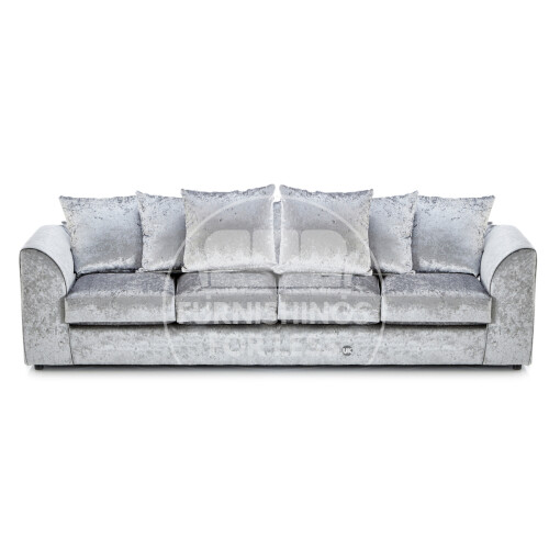 (Silver, 4 Seater) Crystal Crushed Velvet Scatter Back Corner Sofa Range