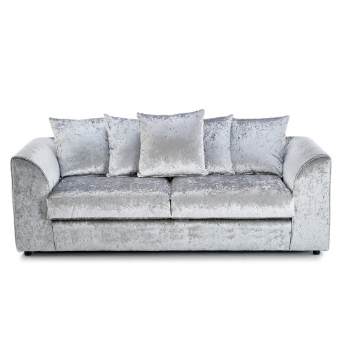 (Silver, 3 Seater) Crystal Crushed Velvet Scatter Back Corner Sofa Range