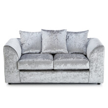 (Silver, 2 Seater) Crystal Crushed Velvet Scatter Back Corner Sofa Range