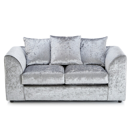 (Silver, 2 Seater) Crystal Crushed Velvet Scatter Back Corner Sofa Range