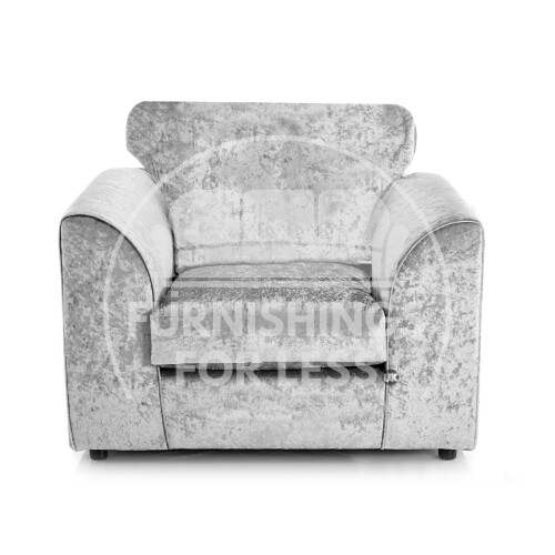 (Silver, Armchair) Crystal Crushed Velvet Scatter Back Corner Sofa Range