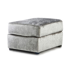 (Silver, Footstool) Crystal Crushed Velvet Scatter Back Corner Sofa Range