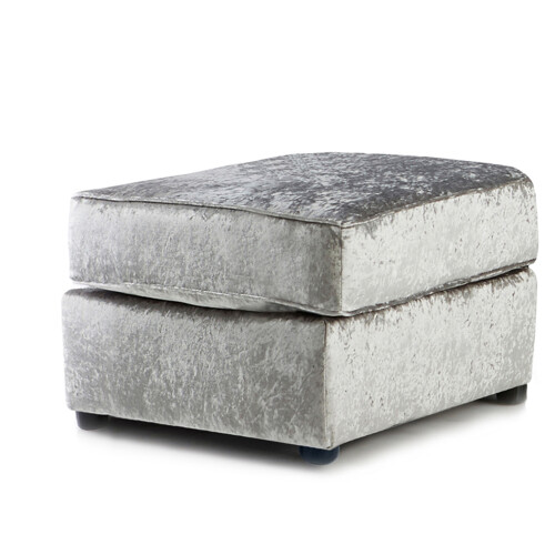 (Silver, Footstool) Crystal Crushed Velvet Scatter Back Corner Sofa Range