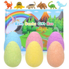 Bath Bombs for Kids with Surprise Inside, 6 Pcs Dino Egg Handmade Natural Fizzy Bath Bombs Dinosaur Toys for Girls Boys Christmas Birthday Easter Gift