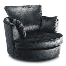 (Black, Swivel Chair) Crystal Crushed Velvet Full Back Corner Sofa Range