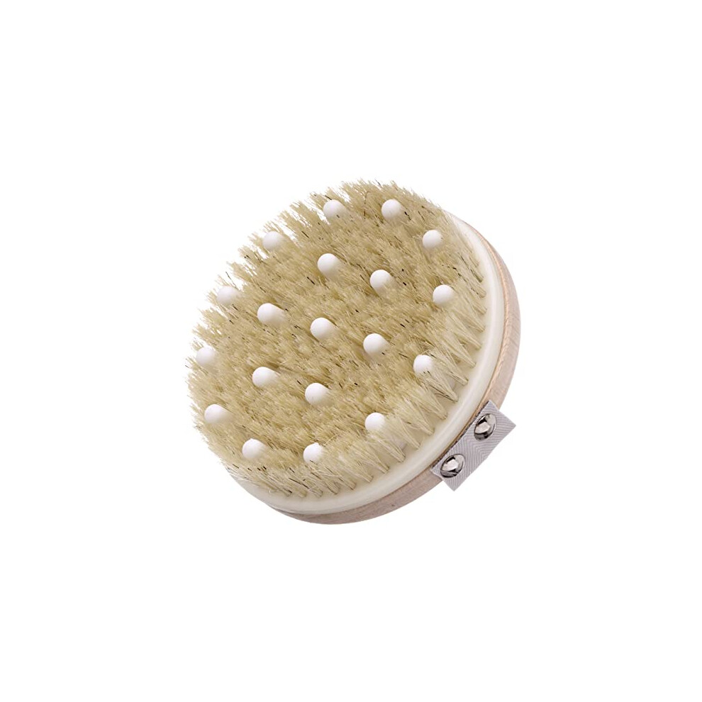 Hydrea London Body Brush - Combination Detox Wet & Dry Cellulite Massager With Natural Bristle & Flexible Rubber Nodules - Lymphatic Drainage