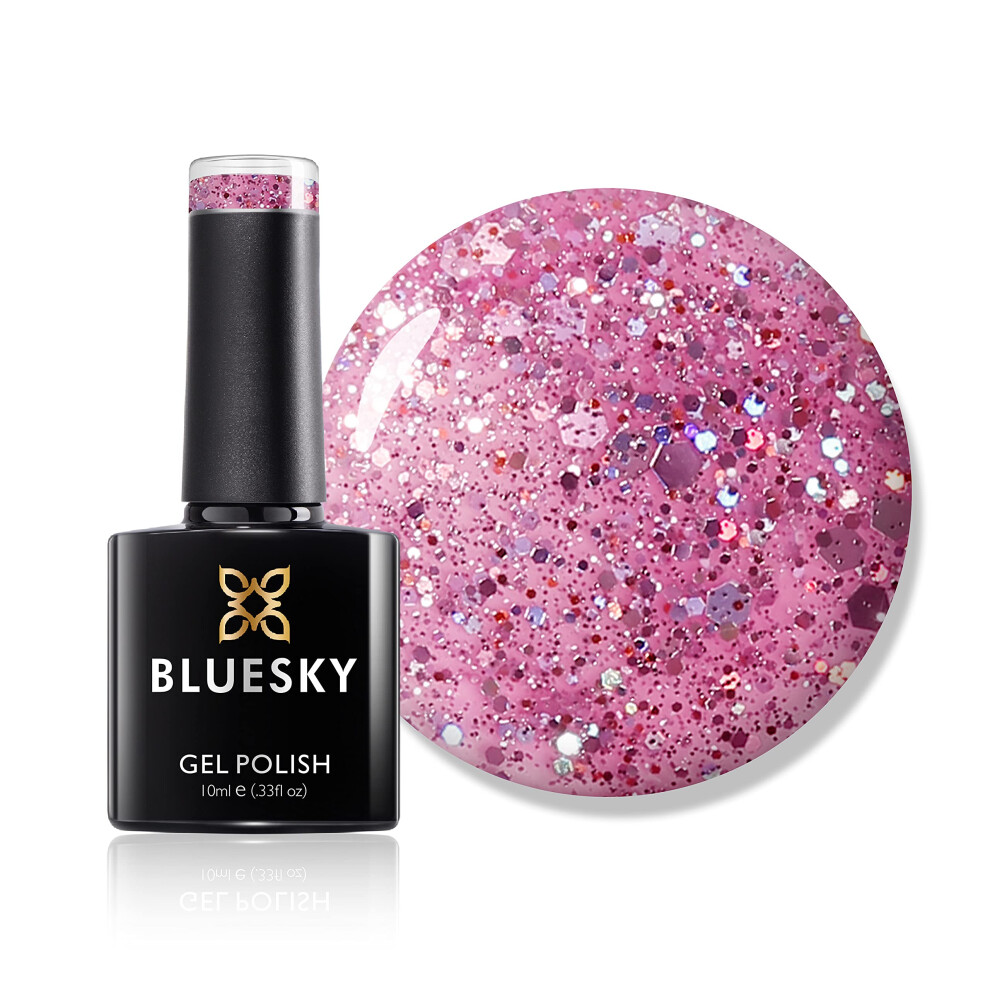 Bluesky Gel Nail Polish, Blz44 Glitter, 10 Ml, Long Lasting, Chip Resistant, 10 Ml (Requires Drying Under Uv Led Lamp) Pink
