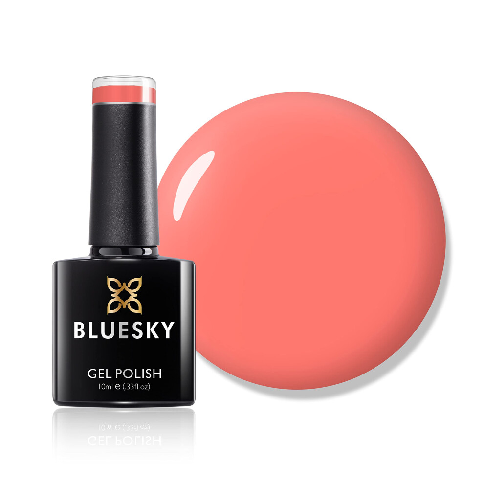 BLUESKY Gel Nail Polish 10 ml, Summer Coral - BSH019, Peach Coral Gel Nail Polish for 21 Day Manicure, Professional, Salon and Home Use, Requires