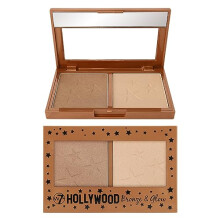 W7 Hollywood Bronze & Glow - Pressed Powder Duo Shimmer Bronzer & Highlighter - Contouring & Highlighting Vegan Makeup