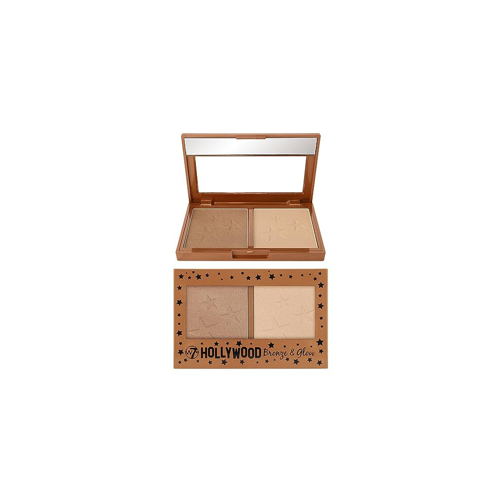 W7 Bronze Hollywood & Glow - Pressed Powder Duo Shimmer R & Highlighter - Contouring & Highlighting Vegan Makeup