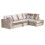 (Mink, 5 Seater Right Hand Facing Corner) Crystal Crushed Velvet Full Back Corner Sofa Range 1