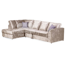 (Mink, 5 Seater Left Hand Facing Corner) Crystal Crushed Velvet Full Back Corner Sofa Range