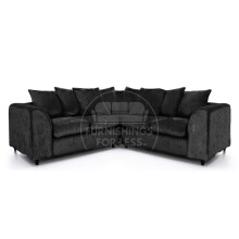 (Black, 5 Seater Symmetrical Corner) Crystal Crushed Velvet Scatter Back Corner Sofa Range