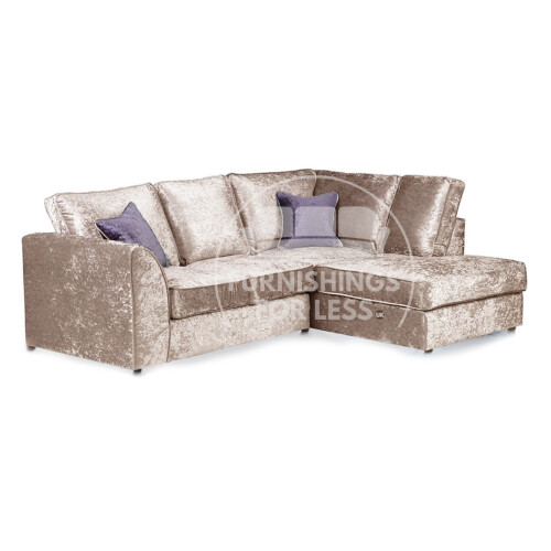 (Mink, 4 Seater Right Hand Facing Corner) Crystal Crushed Velvet Full Back Corner Sofa Range