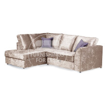 (Mink, 4 Seater Left Hand Facing Corner) Crystal Crushed Velvet Full Back Corner Sofa Range