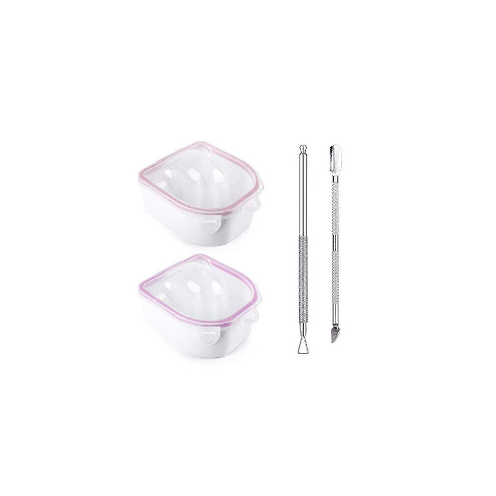 Yokilly Nail Soaking Bowl,2Pcs Soak Off Gel Polish Dip Powder Remover Manicure Bowl With Triangle Cuticle Peeler And Stainless Steel Cuticle Pusher